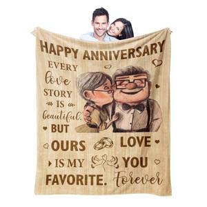 lot 4317 image: Wedding Anniversary Blanket Gifts for Him Her Men Women Wife Husband, Happy Anniversary Romantic Gift for Couple Mom Parents, Cool Best Anniversary for Girlfriend Boyfriend Gifts Blanket 80X 60