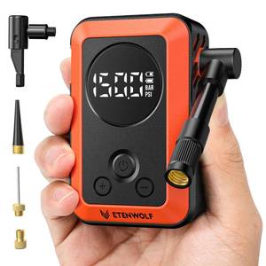 lot 4323 image: ETENWOLF Mini Bike Pump,20s Fast Inflate Bicycle Pump with Guage,150PSI Portable Electric Bike Air Pump with Presta and Schrader Valve for Mountain Bike,Road Bike,Motorcycle,Sport Ball (Orange)