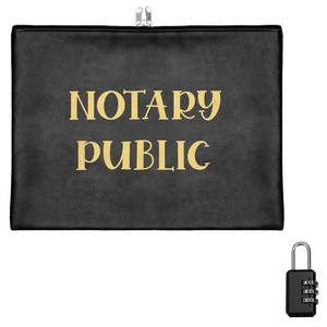 lot 4324 image: Spakon 1 Pcs Notary Bag with Lock, 13 x 10.6 Inches Heavy Duty Notary Supply Bag for All Journal, Stamp, Document, Embosser, Ink Pad and Valuables Storage, Black