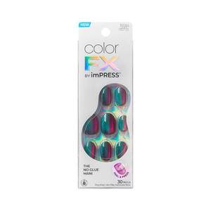 lot 4326 image: KISS colorFX by imPRESS Press On Nails , Before Hours, Black, Short Size, Oval Shape, Includes 30 Fake Nails, Prep Pad, Instructions Sheet, 1 Manicure Stick, 1 Mini File