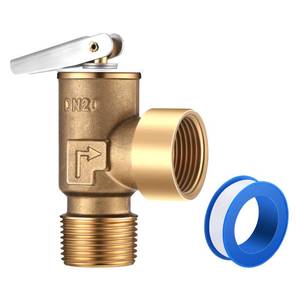 lot 4334 image: Gulfmew 30 PSI Pressure Relief Valve, Boiler Relief Valve with 34 NPT Thread, PTFE Thread Seal Tape, Brass, for Hot Water and Cold Water Systems