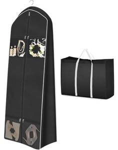 lot 4366 image: MISSLO 70 Wedding Dress Garment Bag with Bride Tote Bag 8 Gusseted Wedding Dress Bags for Gowns Long 4 Pockets Dress Cover for Women, Black