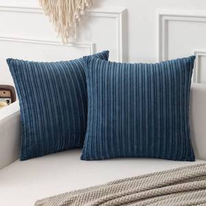 lot 4369 image: Kevin Textile Throw Pillow Covers Soft Corduroy Decorative Set of 2 Boho Striped Pillow Covers Pillowcases Farmhouse Home Decor for Couch Bed Sofa Living Room 22x22 Inch Dusty Blue