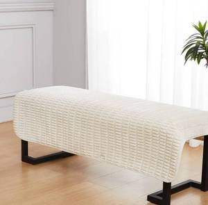 lot 4371 image: Meider Couch Covers Ottoman Covers, 32x52 inch Anti-Slip Washable Corduroy Stool Furniture Protector (Cream White)