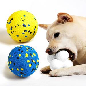 lot 4378 image: Kimee 3.9 Dog Balls Tennis Ball for Aggressive Chewers, Atom Teething Balls Dog Chew Toys for Large Medium Small Dogs and Puppies, 3 Pack