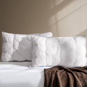 lot 5011 image: QUTOOL Luxury Hotel Goose Feather Pillow, 100% Cotton Cover, Soft Support Pillow, Suitable for Sleepers on The Back, Sides, and Stomach, King Size Bed Pillows Set of 2