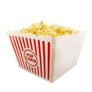 lot 5026 image: Novelty Place Plastic Red & White Striped Classic Popcorn Containers for Movie Night - 9.25 Square x 5.9 Deep (1 Pack)