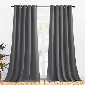 lot 5030 image: NICETOWN Bedroom Curtains Blackout Drapery Panels, Three Pass Microfiber Thermal Insulated Solid Ring Top Blackout Window CurtainsDrapes (Two Panels, 70 x 108 inches, Gray)