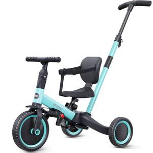 lot 5041 image: newyoo Tricycles for 1-3 Year Olds, Toddler Bike, Birthday Gift and Toy for Boys and Girls, Toddler Tricycle with Parent Push Handle, Trike with Backrest and Safety Belt, Blue, TR007