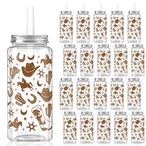 lot 5984 image: Hxezoc 20 Pack Plastic Western Cowboy Cups with Lid and Straw Clear Reusable Party Plastic Cups 14.2 oz Cowboy Party Gifts for Western Birthday Decoration Supplies