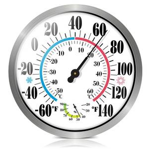 lot 5998 image: Outdoor Thermometer Hygrometer - 12 Indoor Outdoor Thermometer Wireless, Indoor Thermometer for Room Home Temperature, No Battery, Wall Thermometer for Home Garden Patio