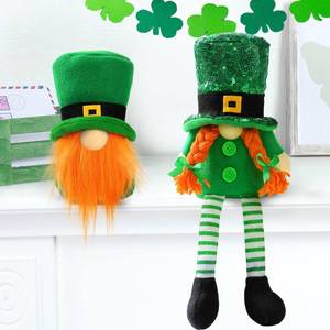 lot 6016 image: Sggvecsy 2 Pack St.Patrick��s Day Gnome Plush Doll Green Irish Decorations Leprechaun Hat Scandinavian Swedish Tomte Nisse with Legs Shamrock Gnome for Gift Dwarf Ornament Home Decorations