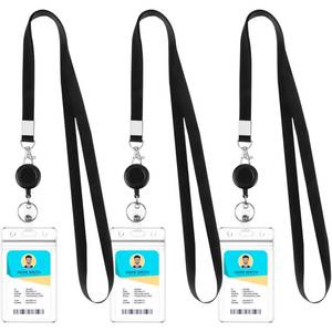 lot 6018 image: A3 Pack Lanyards for ID Badges Holder Retractable Lanyards for Cruise Ship Cards Badge Reel Clip with ID Holders Clear Waterproof