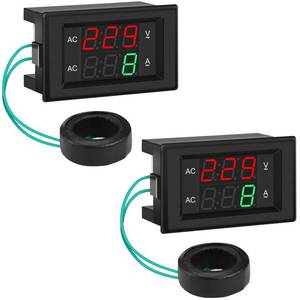 lot 6368 image: DROK Volt Amp Meter 2pcs, AC 500V 200A Digital Voltmeter Ammeter Panel, 0.39 Inches LED 2in1 Multimeter, 2-Wire Voltage Amperage Tester Gauge with Current Transformer