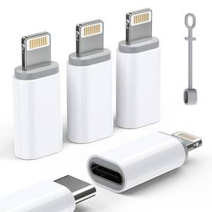 lot 6392 image: MFi Certified USB C to Lightning Adapter 4-Pack, 27W Fast Charging & Data Sync, Lightning to USB Type C Cable Adapter Compatible with iPhone 141312ProMax, iPad, AirPods, with Anti-Loss Lanyard