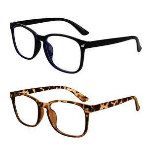 lot 6401 image: Haakong 2 Packs Square Blue Light Glasses Unisex Glasses Lightweight Eyeglasses for Women Halloween Holiday Daily Wear (2, Black and Yellow)