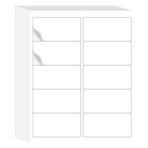 lot 6413 image: L LIKED 2 x 4 Label Stickers, Printable White 10 per Sheets Total 500 Labels, for LaserInkjet Printing - Matte (500 Labels)