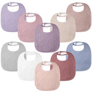 lot 6425 image: A100% Cotton Muslin Baby Bibs 10-Pack Baby Drool Bibs for Unisex Baby Toddlers Infant Newborns Drooling and Teething(Rosebud)