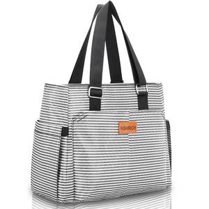 lot 6440 image: Large Women Lunch BagsInsulated Adult Lunch BoxLeakproof Cooler Lunch Tote Bag with Storage Pocket. Reusable Lunch Purse for Work Picnic Hiking 12L, Stripe