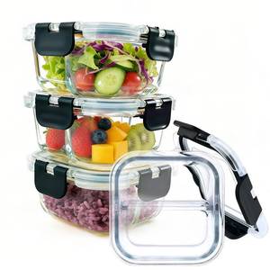 lot 6461 image: Nafhone Bariatric Meal Prep Containers, 8 oz Bariatric Portion Control Food Storage Containers with Two 4 oz Compartments (3 Pack), Reusable Glass Snack Containers with BPA Free Airtight Lids