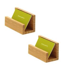 lot 6470 image: enyuwlcm 2 Pack Bamboo Wood Desktop Business Card Holder Display for Desk Sturdy Business Card Stand for Office Tabletop Counter Organizer