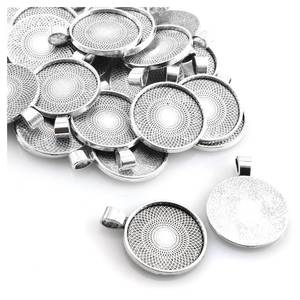 lot 6483 image: Lind Kitchen 25pcs Round Bezel Pendant Trays Setting Cabochon Blank Base for DIY Crafting Photo Jewelry Findings Making Accessories 25mm