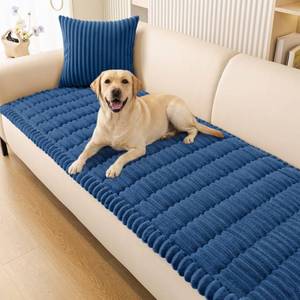 lot 6485 image: Smiry Couch Cover for Dogs Washable, Non Slip Fuzzy Pet Couch Covers for 3 Cushion Sofa Pet Friendly, Thick Soft Sofa Slipcovers Cushion Protector (Navy Blue, 27.6 x 59)