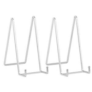 lot 6494 image: Plate Holder Easel Display Stand - 8 inch Metal Plate Stands for Display - Tabletop Picture Stand - Silver Iron Easels for Display Pictures  Photo Frames  Book  Decorative Plates  Plaque -2 Pack
