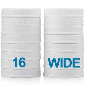 lot 8234 image: AOZITA Wide Mouth Mason Jar Lids 16 Pack for Ball, Kerr and More - White Plastic Storage Caps for MasonCanning Jars - Leak-Proof - Dishwasher Safe & Food Grade