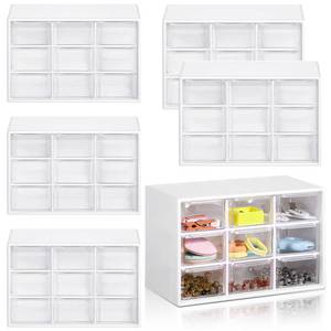 lot 9502 image: Amyhill 6 Pcs Mini Drawer Organizer Small Organizer with 9 Drawers Plastic Desktop Craft Storage Box for Office Home Room Jewelry Cosmetics Collection(White)