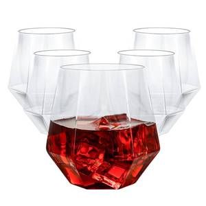 lot 9503 image: Goodluck 40 PCS Diamond Stemless Plastic Wine Whiskey Glasses, 12 Oz Disposable Cocktail Glasses, Suitable for Weddings, Birthday Parties, Family Gatherings, Bars, etc (Clear)