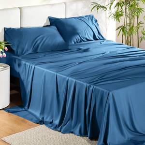 lot 9519 image: Bedsure King Size Sheets Set, Cooling Sheets for Hot Sleepers, Rayon Derived from Bamboo, Breathable & Soft, Deep Pocket Up to 16 Inches, Hotel Luxury Silky Bedding, Teal