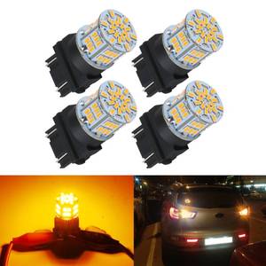 lot 10214 image: iFunyLED 4PCS 3157 LED Bulb Turn Signal Light 12V-24V Super Bright 3156 3056 3057 3047 4157 LED Replacement Light Kit Set for Car Tail Brake Turn Signal Blinker Lights - Amber Yellow