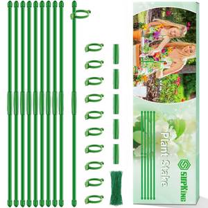 lot 10225 image: Plant Support Stakes for Indoor SupKing Orchid Sticks with Clips Garden Stake Extended to 234ft for Outdoor Potted Tomato Rose Vegetables House Palnts Comes with 20 Plants Ties(15 inch 10Pcs)