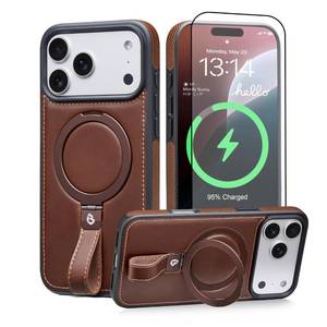 lot 10234 image: Butaiga for iPhone 17 Pro Leather Case with Stand, Anti-Slip Grip Ring, Fits for MagSafe (Cocoa, iPhone 17 Pro)