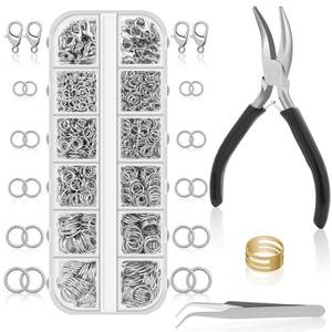 lot 10236 image: Anezus 1200PCS Jump Rings for Jewelry Making Kit, Jump Rings and Necklace Clasps with Jump Ring Pliers Tools for Jewelry Making Supplies and Necklace Repair (Silver)