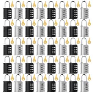 lot 10244 image: Kenning Combination Padlock 4 Digit Combination Lock with Keys Locker Resetable Security Outdoor Waterproof Lock for School Sports Gym Locker Employee Fence Case (Silver Black,40 Pcs)