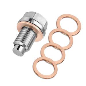 lot 12266 image: M14x1.5 Magnetic Oil Drain Plug, Magnetic Stainless Steel Oil Pan Drain Nut Bolt with 5PCS Copper Crush Washer Anti Leakage, Universal Leak-proof Replacement,Fits Most Cars,Motorcycles,Boats