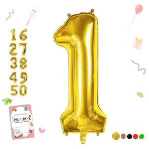 lot 12276 image: Smlpuame 40 inch Number Balloon 0-9 Gold Large Number 1 Balloons,Digital Balloons for Birthday Party Celebration Decorations Supplies, Helium Foil Number Balloons for Wedding Anniversary