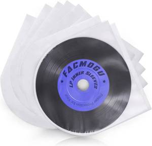 lot 12309 image: Facmogu 100PCS 7 Inch LP Inner Sleeve, Round Bottom Vinyl Record Sleeves for 45 RPM Records Collections, Anti-Static U shaped Interior Disc Cover Clear Vinyl Covers for Protect LP Album from Scratches