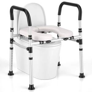 lot 13869 image: Toilet Seat Riser for Seniors, Raised Toilet Seat with Handles - FSAHSA Eligible, Adjustable Height & Width, Supports 400 lbs - Universal Fit for Elderly, Handicap, Post-Surgery & Pregnancy