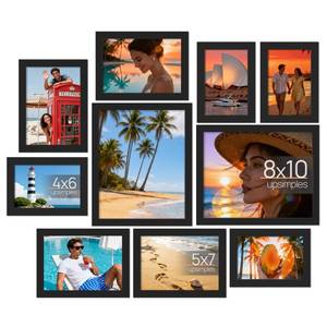 lot 13873 image: upsimples 10 Pack Picture Frames Collage Wall Decor for Mounting or Tabletop Display, Photo Gallery Frame Set for Family, Multi Sizes Including 8x10, 5x7, 4x6, Black