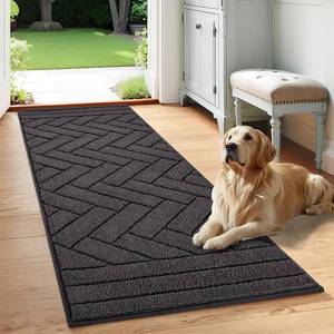 lot 13877 image: Tindbea Dog Mat for Muddy Paws,Absorbs Moisture Dirt Non-Slip Washable Mud Mat for Dogs,Soft Rubber Backing Front Inside Pet Rug for Entryway, Mud Dog Paws, Patio(24x59,Charcoal)