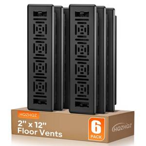 lot 13882 image: Floor Register 2x12 Inches, Heavy Duty Walkable Steel Floor Vents Ease Adjust Air Flow Direction Floor Registers,Boston Design, Black Air Floor Vent Covers for Home