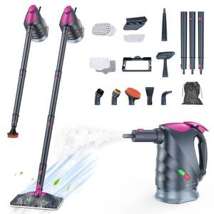 lot 13893 image: ScrubWiz 10-in-1 Steam Cleaner, Steam Mop & Detachable Handheld Steam cleaner with 320ml Water Tank, 10s Fast Heating, Portable Steamer for Kitchen, Floor, Tiles, Window, BBQ Grill, Car, Mid Gray