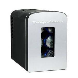 lot 13897 image: Frigidaire Portable 9-Can Mini Cooler Fridge, 5L, Brushed Stainless Rugged, Window, EFMIS189-SS, Clear Door, Glass