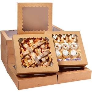 lot 13899 image: Bakepacker 20pcs Brown Pie Boxes 12x12x3 inches Easy Assemble Macaroon Cookie Boxes Bakery Boxes with Window for Bakery (Auto-pop Up)