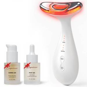 lot 14002 image: 3-in-1 for Aurora Red Light for Face & Neck Beauty Massager, with Suction, Vibration, Heat, 3 Light Therapies for Skin Glow, Face Lift, Neck Firm, White