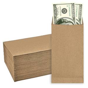 lot 14003 image: SWESARA 200 Pack Kraft Cash Envelopes for Budgeting, 6.7 x 3.5 Inch  Large Pack of Self-Adhesive Money Envelope for Cash or Coins  Organization Envelopes for Checks, Jewelry, and Small Items