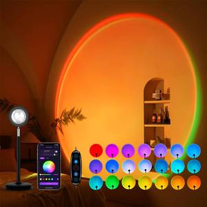 lot 14007 image: Tsrarey Sunset Lamp Projection, Not Only 21 Colors Sunset Lights, 180 Degree Rotation Led Light, Push Button Switch & APP Control Projector for Party Bedroom Decor
